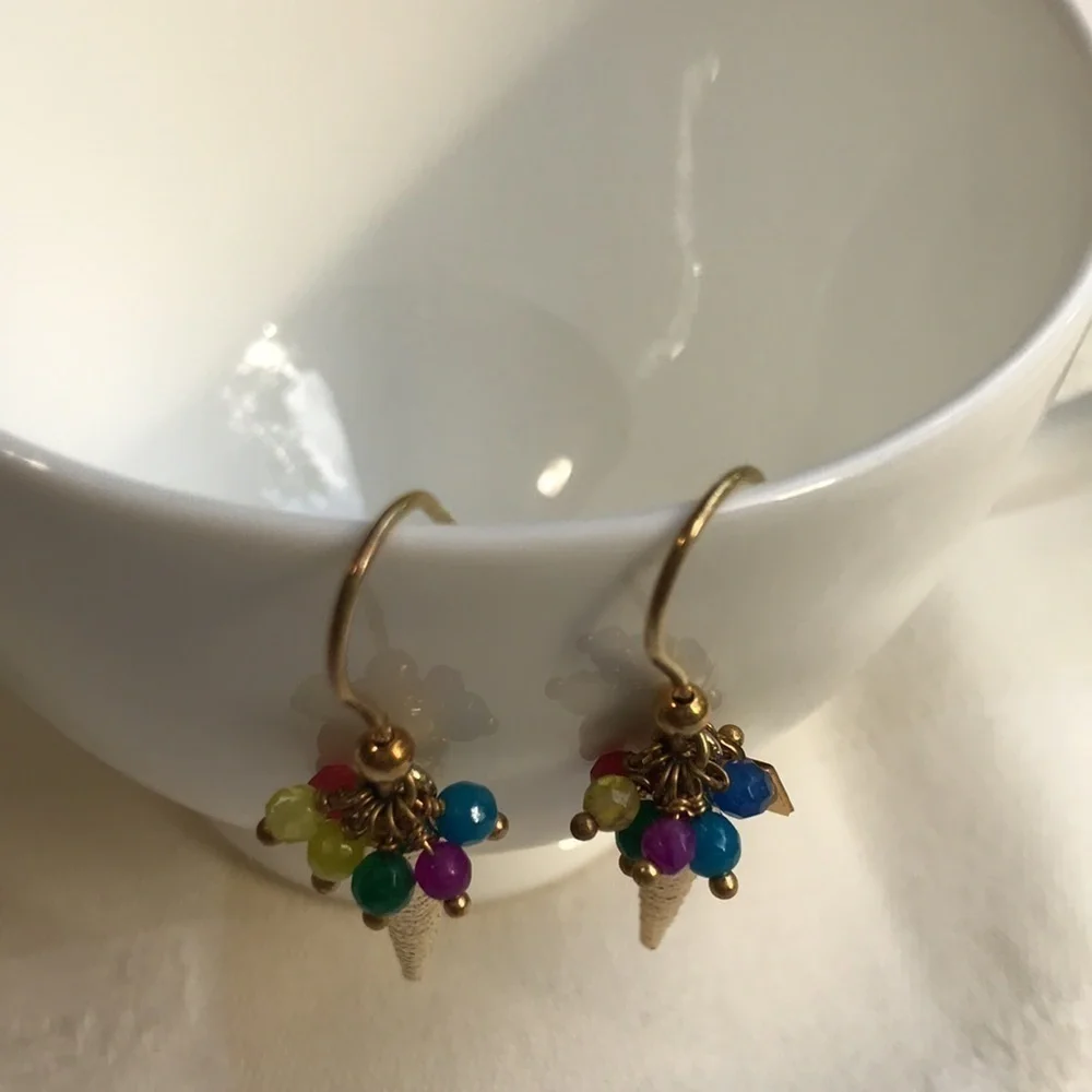 Rosantica Italy 925 Ice Cream Cone Beaded Statement Dangle Earrings - Picture 15 of 16